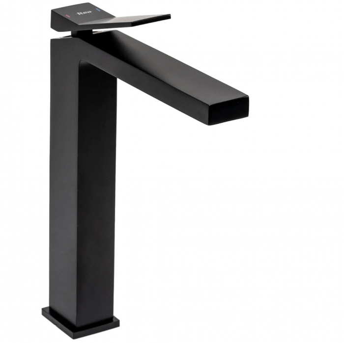 Baterie lavoar Duet Black, montaj pe blat sau lavoar, alama, negru, perlator aer [6]