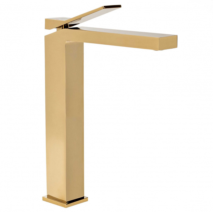Baterie lavoar Duet Gold, montaj pe blat sau lavoar, alama, auriu, perlator aer [3]
