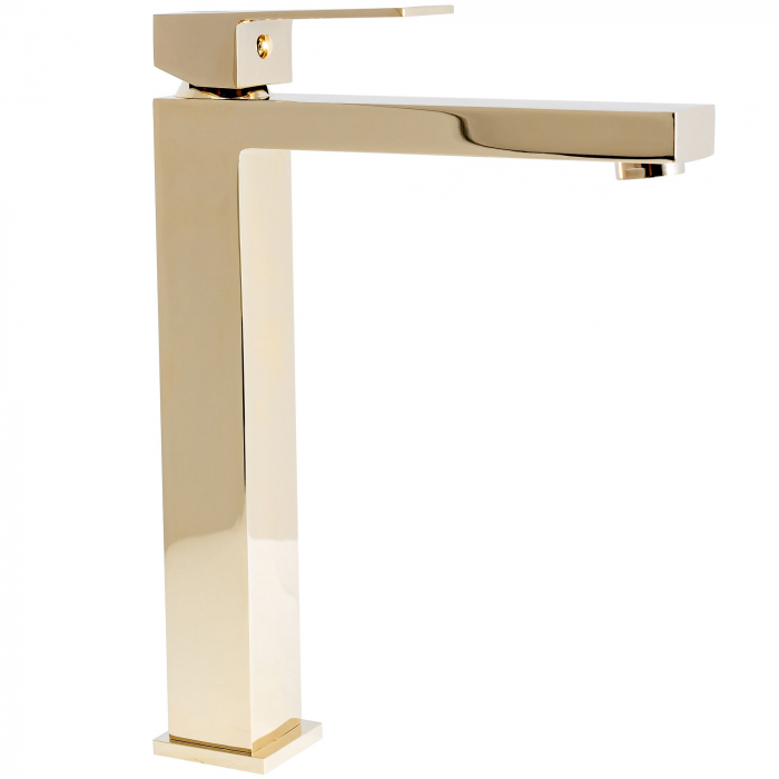 Baterie lavoar Fenix Gold High, montaj pe blat sau lavoar, alama, auriu, perlator aer [3]