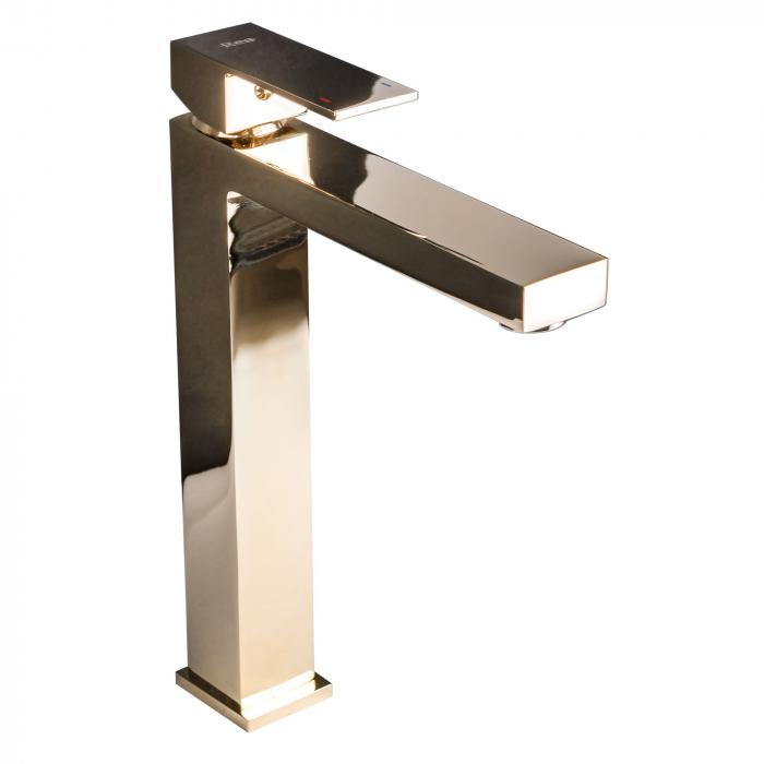 Baterie lavoar Fenix Gold High, montaj pe blat sau lavoar, alama, auriu, perlator aer [2]