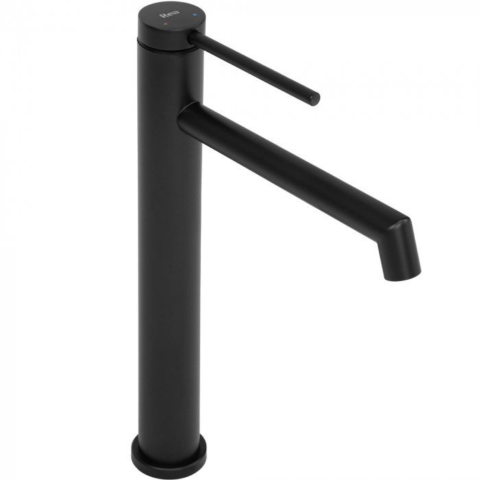 Baterie lavoar Foss Black Matt High, montaj pe blat sau lavoar, alama, negru, perlator aer [1]