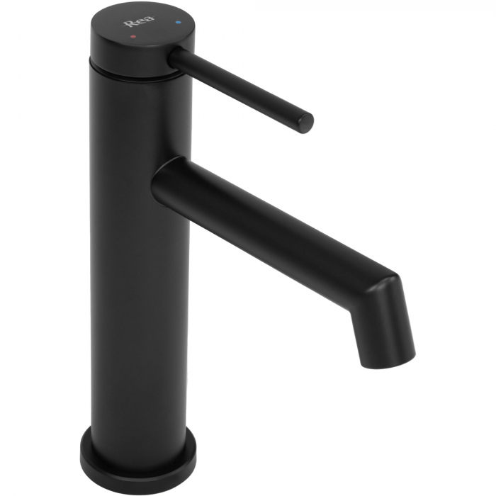 Baterie lavoar Foss Black Negru Low, montaj pe blat sau lavoar, alama, negru, perlator aer [2]