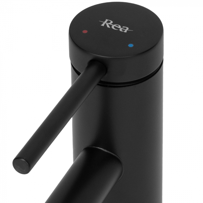 Baterie lavoar Foss Black Negru Low, montaj pe blat sau lavoar, alama, negru, perlator aer [5]