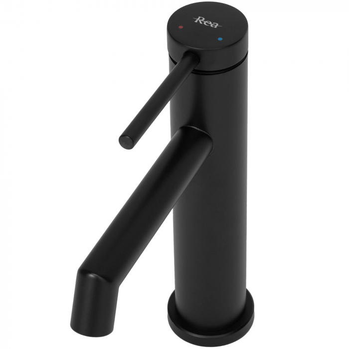 Baterie lavoar Foss Black Negru Low, montaj pe blat sau lavoar, alama, negru, perlator aer [4]