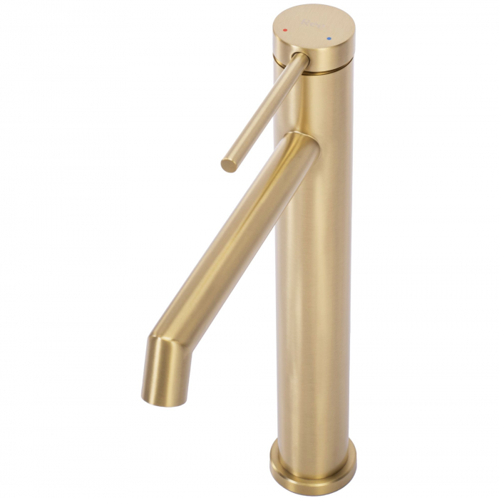 Baterie lavoar Foss Gold Brush High, montaj pe blat sau lavoar, alama, auriu, perlator aer [3]