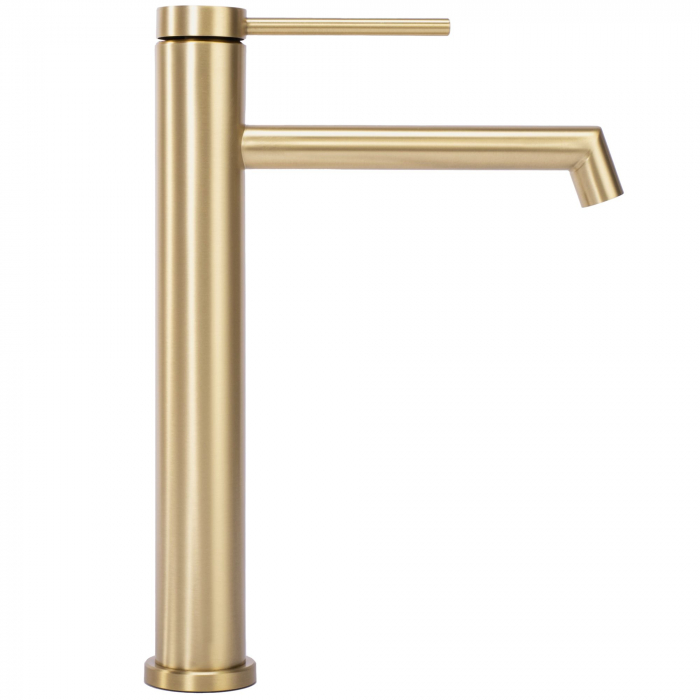Baterie lavoar Foss Gold Brush High, montaj pe blat sau lavoar, alama, auriu, perlator aer [2]