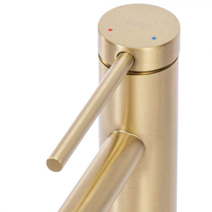 Baterie lavoar Foss Gold Brush High, montaj pe blat sau lavoar, alama, auriu, perlator aer [4]