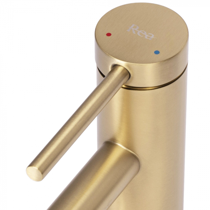 Baterie lavoar Foss Gold Brush Low, montaj pe blat sau lavoar, alama, auriu, perlator aer [5]