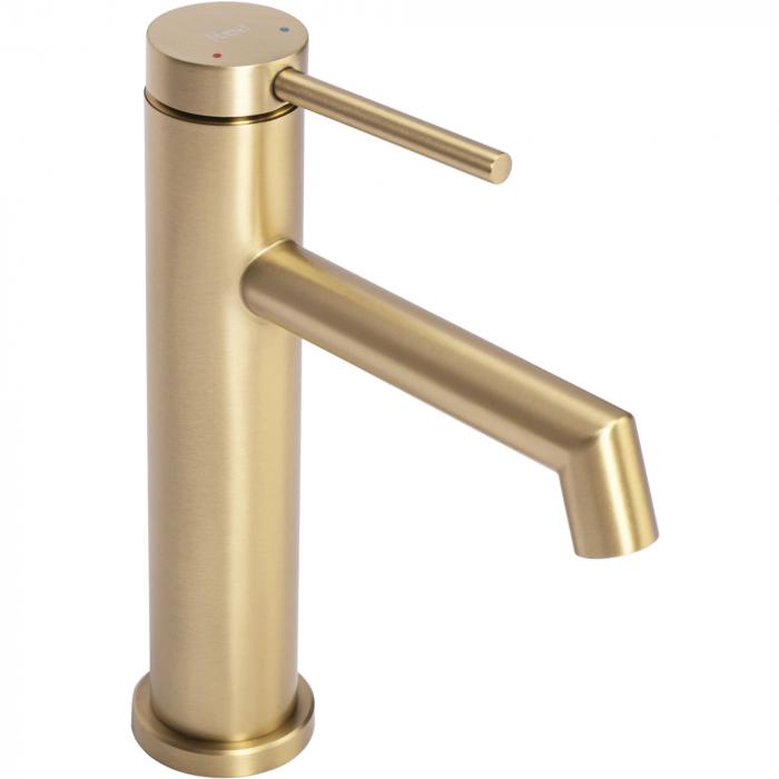 Baterie lavoar Foss Gold Brush Low, montaj pe blat sau lavoar, alama, auriu, perlator aer [2]