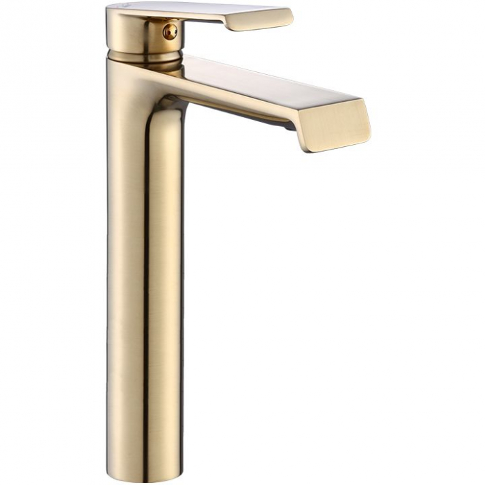Baterie lavoar Hass Gold High, montaj pe blat sau lavoar, alama, auriu, perlator aer [1]