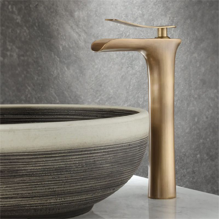 Baterie lavoar Laguna Antique Brush Gold High, montaj pe blat sau lavoar, alama, auriu, perlator aer [4]