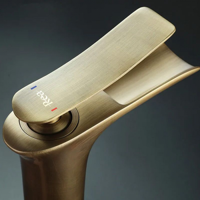 Baterie lavoar Laguna Antique Brush Gold High, montaj pe blat sau lavoar, alama, auriu, perlator aer [5]