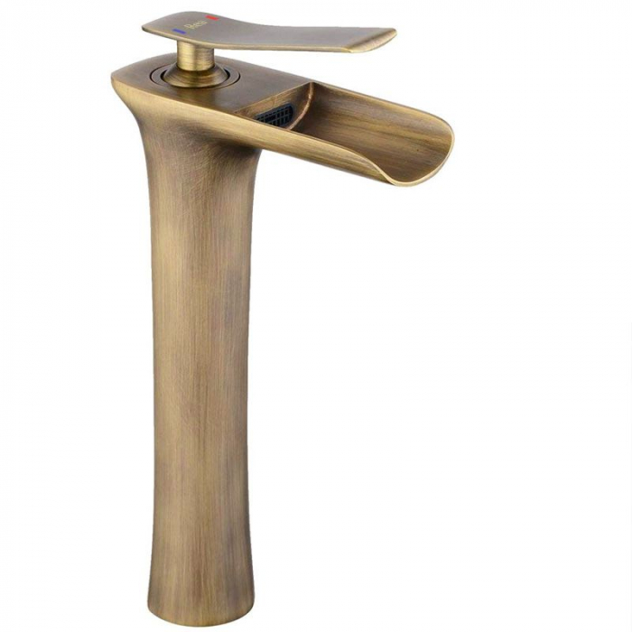 Baterie lavoar Laguna Antique Brush Gold High, montaj pe blat sau lavoar, alama, auriu, perlator aer [1]