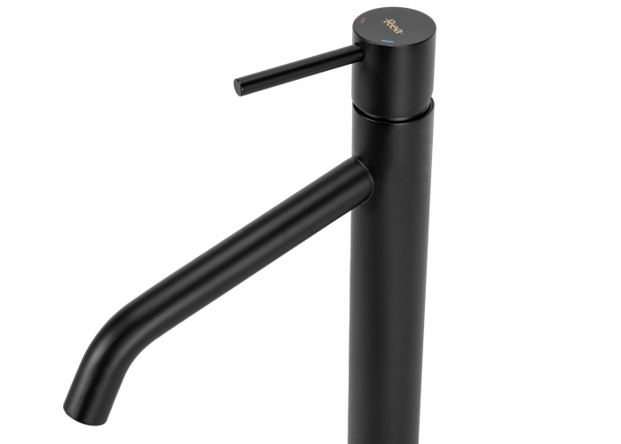 Baterie lavoar Level Black Low, montaj pe blat sau lavoar, alama, negru, perlator aer [5]