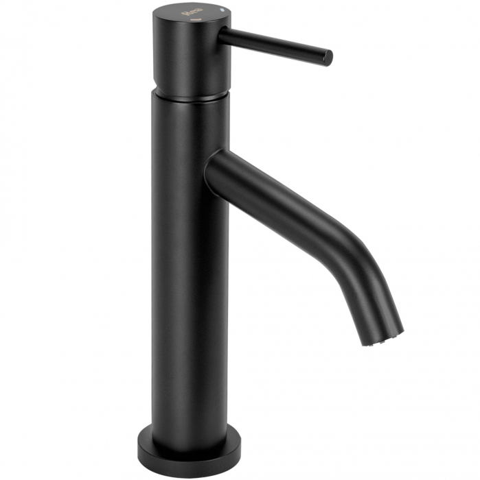 Baterie lavoar Level Black Low, montaj pe blat sau lavoar, alama, negru, perlator aer [4]