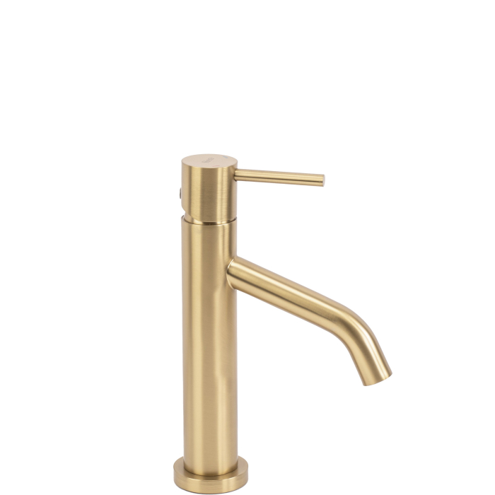 Baterie lavoar Level Brush Gold, montaj pe blat sau lavoar, alama, auriu, perlator aer [1]