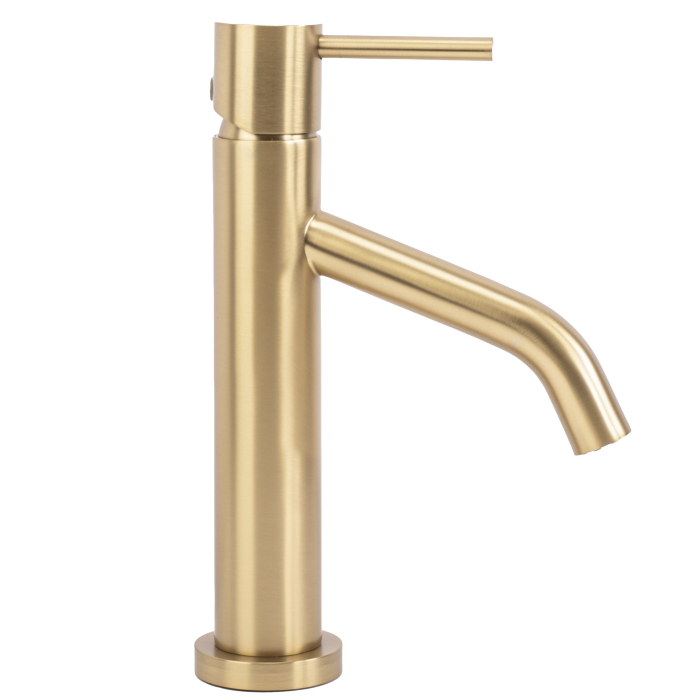Baterie lavoar Level Brush Gold, montaj pe blat sau lavoar, alama, auriu, perlator aer [3]