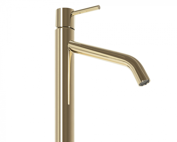 Baterie lavoar Level Gold High, montaj pe blat sau lavoar, alama, auriu, perlator aer [4]