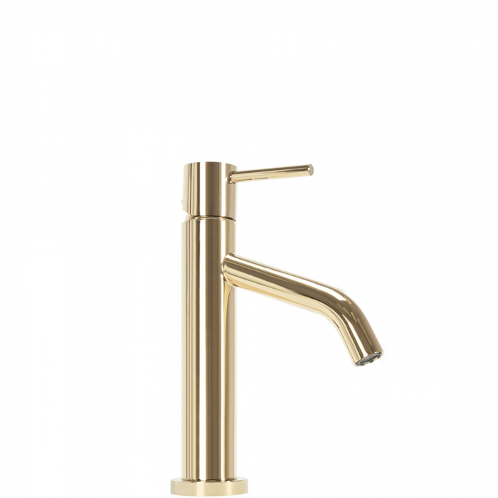 Baterie lavoar Level Gold Low, montaj pe blat sau lavoar, alama, auriu, perlator aer [1]