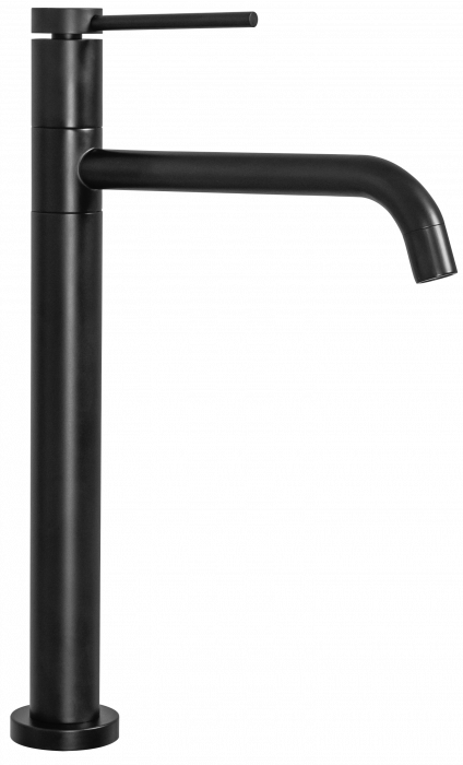 Baterie lavoar Lugano Slim Black High, montaj pe blat sau lavoar, alama, negru, perlator aer [6]