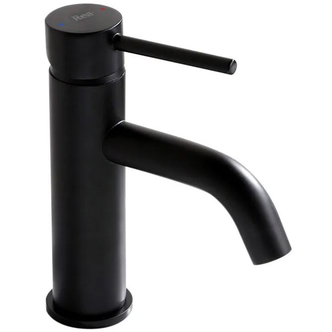 Baterie lavoar Lungo Black Negru Low, montaj pe blat sau lavoar, alama, negru, perlator aer [2]