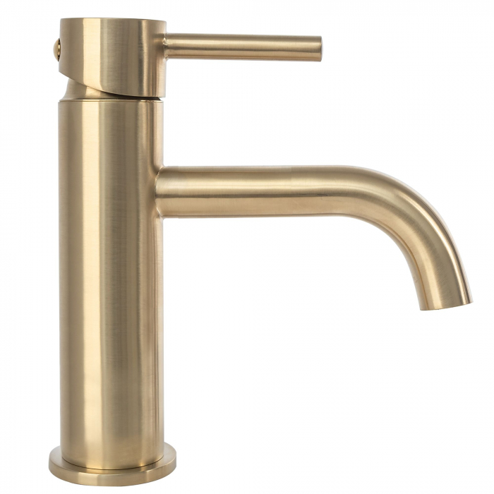 Baterie lavoar Lungo Gold Brush, montaj pe blat sau lavoar, alama, auriu, perlator aer [3]