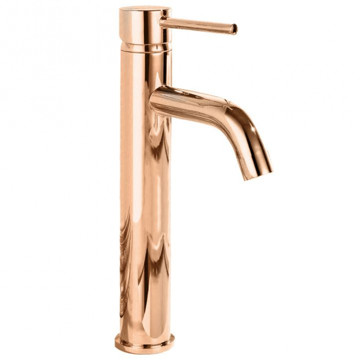Baterie lavoar Lungo Rose Gold High, montaj pe blat sau lavoar, alama, auriu rose, perlator aer [2]