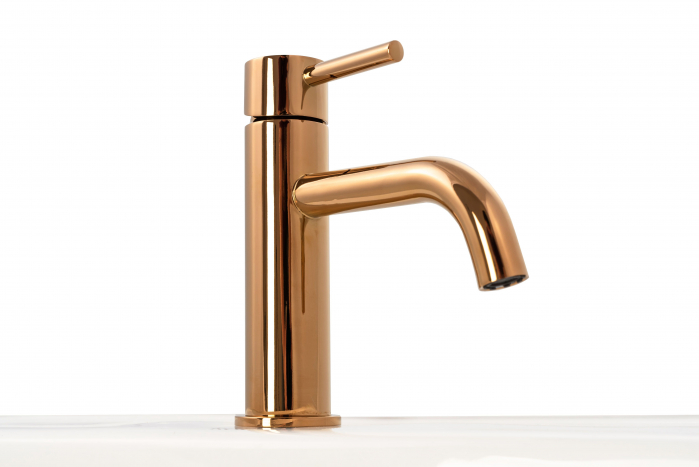 Baterie lavoar Lungo Rose Gold Roz Auriu Low, montaj pe blat sau lavoar, alama, auriu rose, perlator aer [5]