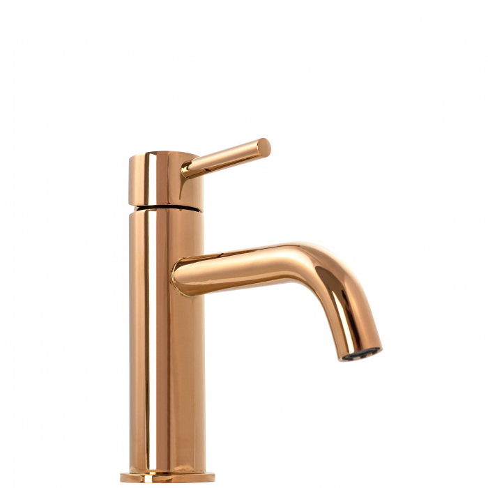 Baterie lavoar Lungo Rose Gold Roz Auriu Low, montaj pe blat sau lavoar, alama, auriu rose, perlator aer [1]