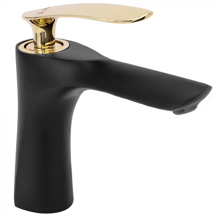 Baterie lavoar Orbit Black Gold Low, montaj pe blat sau lavoar, alama, negru sau auriu, perlator aer [3]