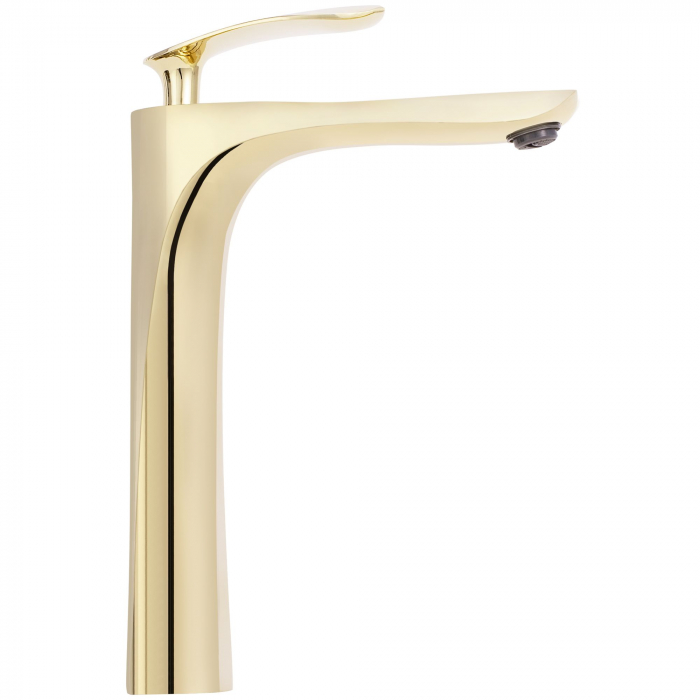 Baterie lavoar Orbit Gold High, montaj pe blat sau lavoar, alama, auriu, perlator aer [3]
