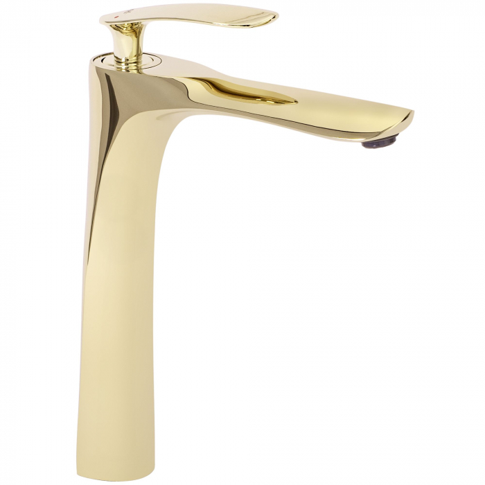 Baterie lavoar Orbit Gold High, montaj pe blat sau lavoar, alama, auriu, perlator aer [1]