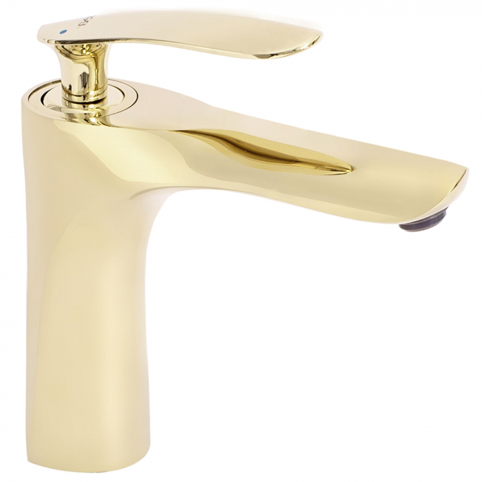 Baterie lavoar Orbit Gold Low, montaj pe blat sau lavoar, alama, auriu, perlator aer [2]
