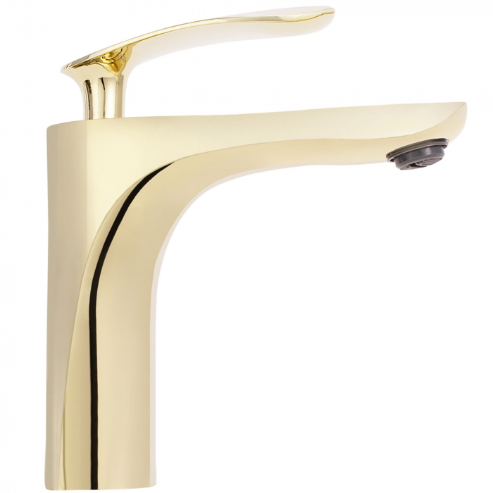 Baterie lavoar Orbit Gold Low, montaj pe blat sau lavoar, alama, auriu, perlator aer [3]