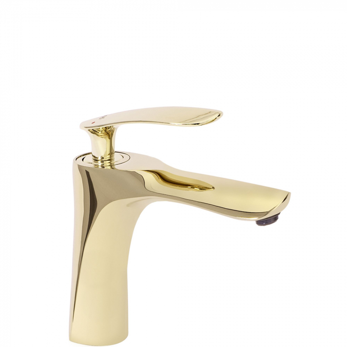 Baterie lavoar Orbit Gold Low, montaj pe blat sau lavoar, alama, auriu, perlator aer [1]
