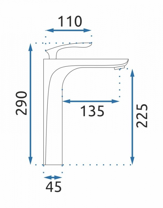 Baterie lavoar Orbit White Gold High, montaj pe blat sau lavoar, alama, alb, perlator aer [6]