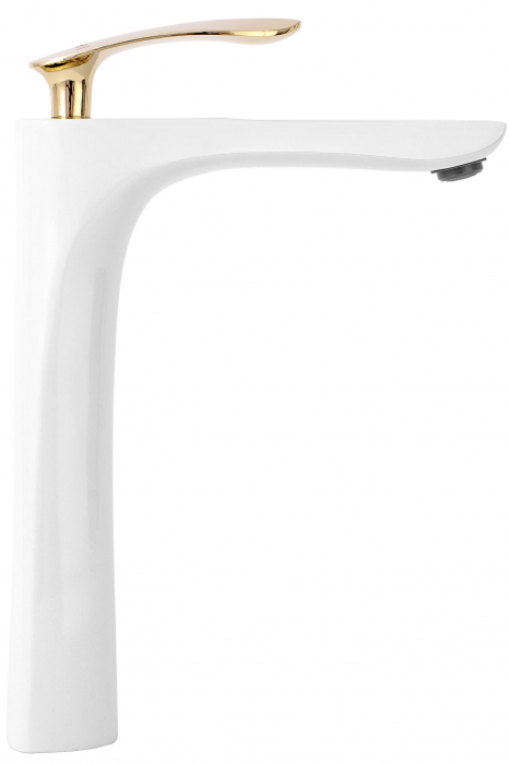 Baterie lavoar Orbit White Gold High, montaj pe blat sau lavoar, alama, alb, perlator aer [2]