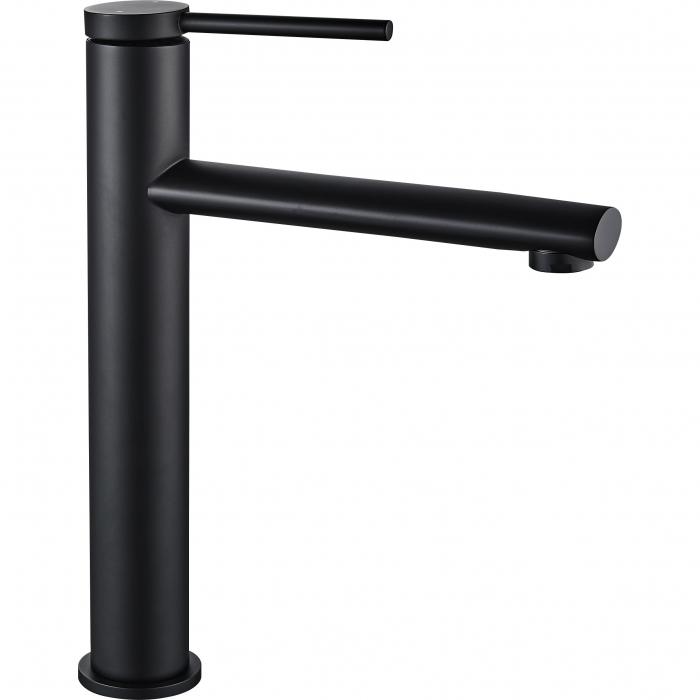 Baterie lavoar Oval Black High, montaj pe blat sau lavoar, alama, negru, perlator aer [1]