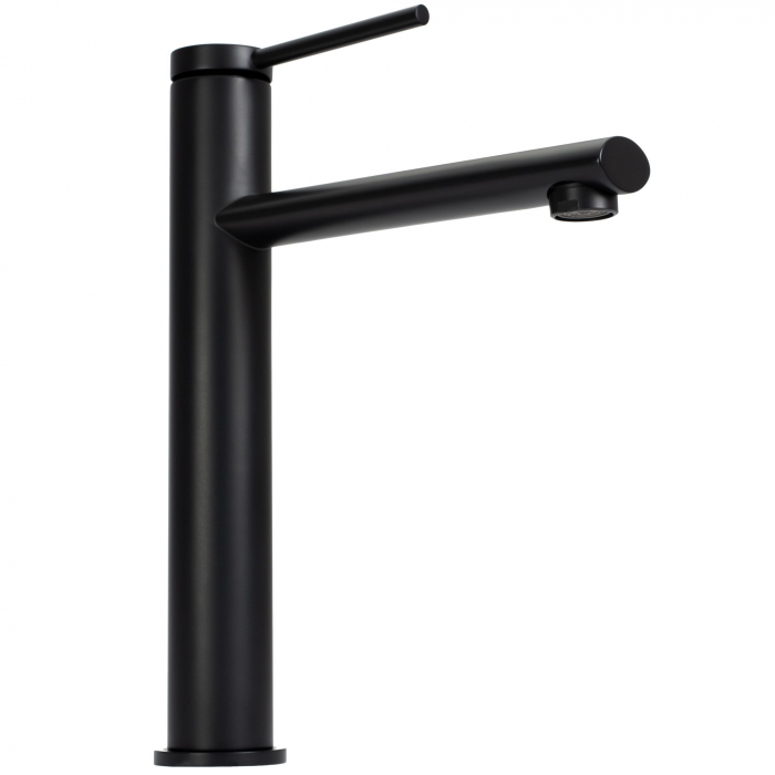 Baterie lavoar Oval Black High, montaj pe blat sau lavoar, alama, negru, perlator aer [3]