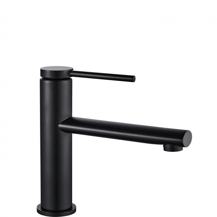 Baterie lavoar Oval Black Low, montaj pe blat sau lavoar, alama, negru, perlator aer [1]
