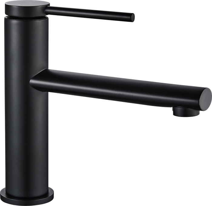 Baterie lavoar Oval Black Low, montaj pe blat sau lavoar, alama, negru, perlator aer [2]