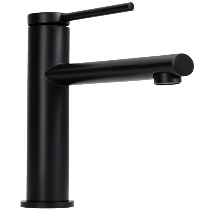 Baterie lavoar Oval Black Low, montaj pe blat sau lavoar, alama, negru, perlator aer [4]