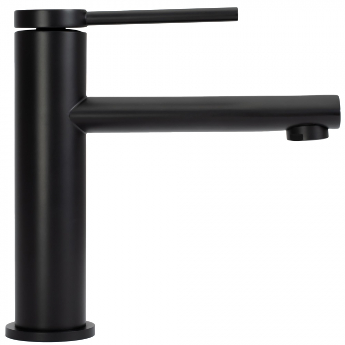 Baterie lavoar Oval Black Low, montaj pe blat sau lavoar, alama, negru, perlator aer [3]
