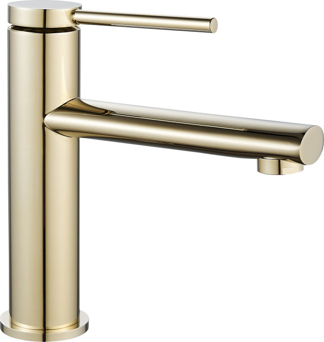 Baterie lavoar Oval Gold Low, montaj pe blat sau lavoar, alama, auriu, perlator aer [2]
