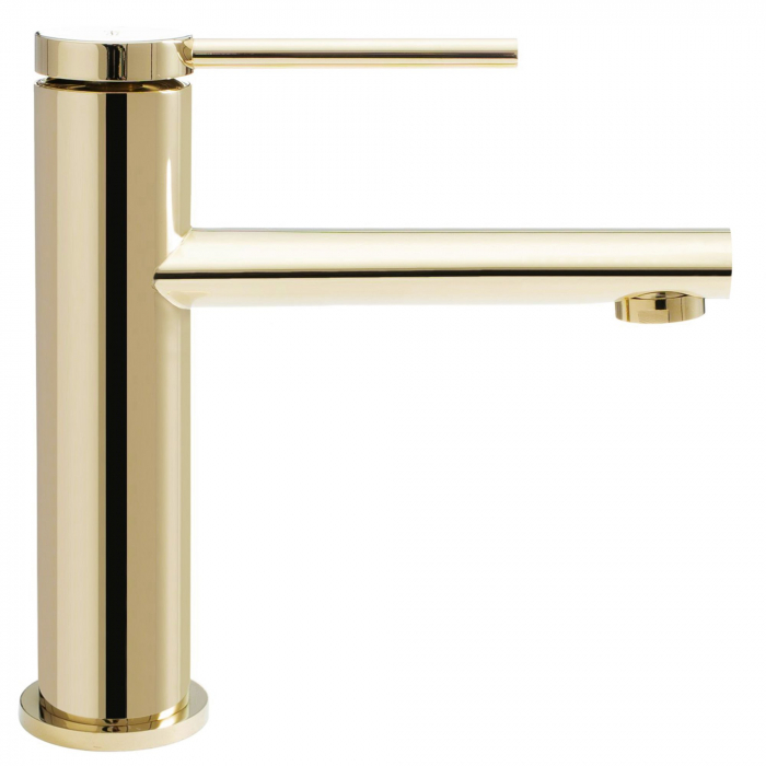 Baterie lavoar Oval Gold Low, montaj pe blat sau lavoar, alama, auriu, perlator aer [3]