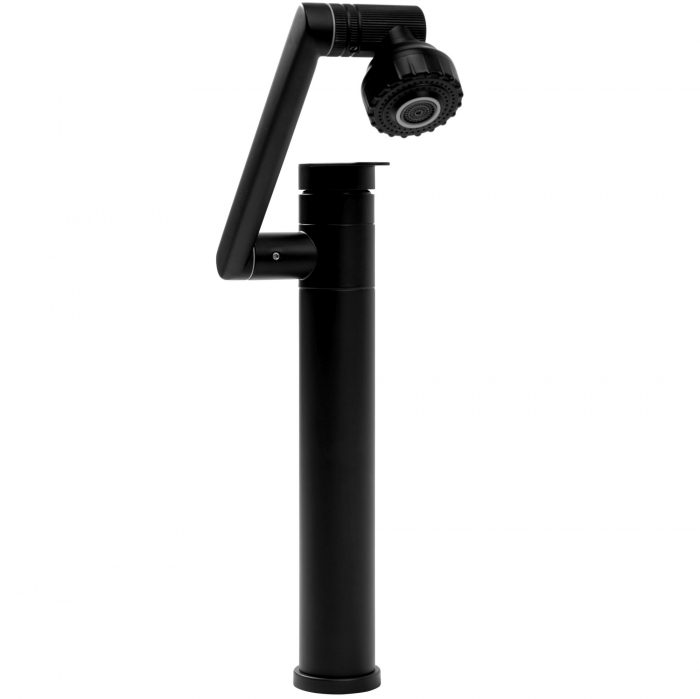 Baterie lavoar Paco Black High, montaj pe blat sau lavoar, alama, negru, perlator aer [6]