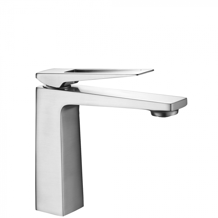 Baterie lavoar Parker Nickel Brush Inox Low, montaj pe blat sau lavoar, alama, nichel, perlator aer [1]