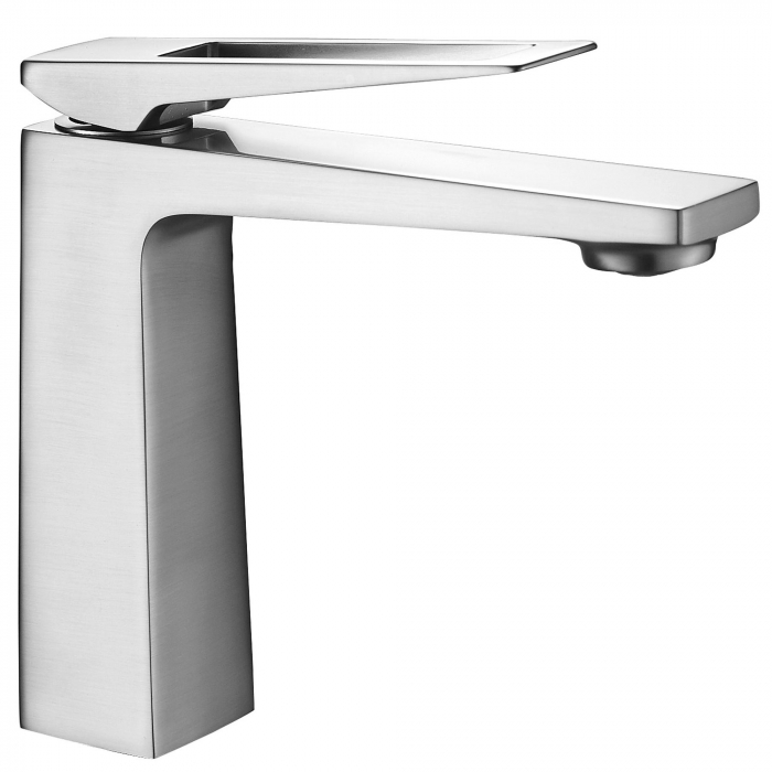 Baterie lavoar Parker Nickel Brush Inox Low, montaj pe blat sau lavoar, alama, nichel, perlator aer [3]