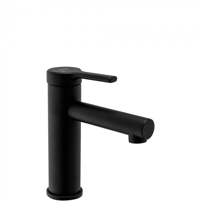 Baterie lavoar Pixel Black Low, montaj pe blat sau lavoar, alama, negru, perlator aer [1]