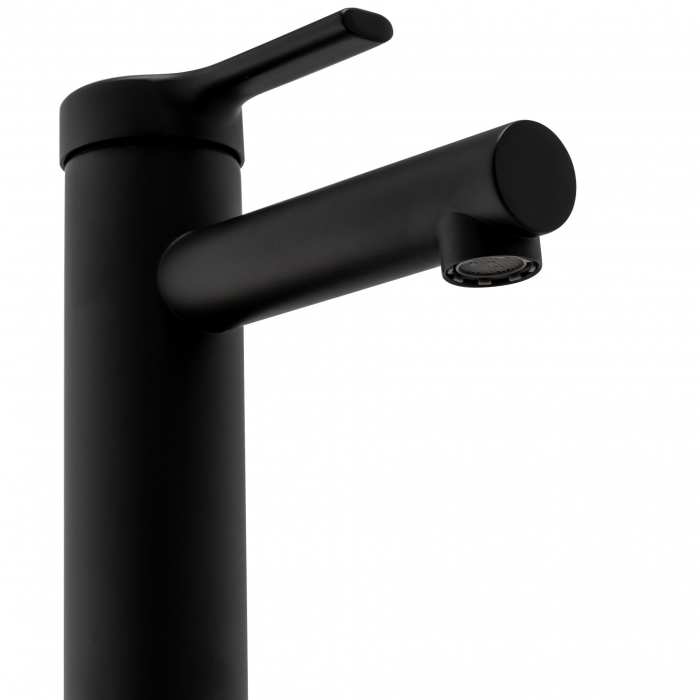 Baterie lavoar Pixel Black Low, montaj pe blat sau lavoar, alama, negru, perlator aer [4]